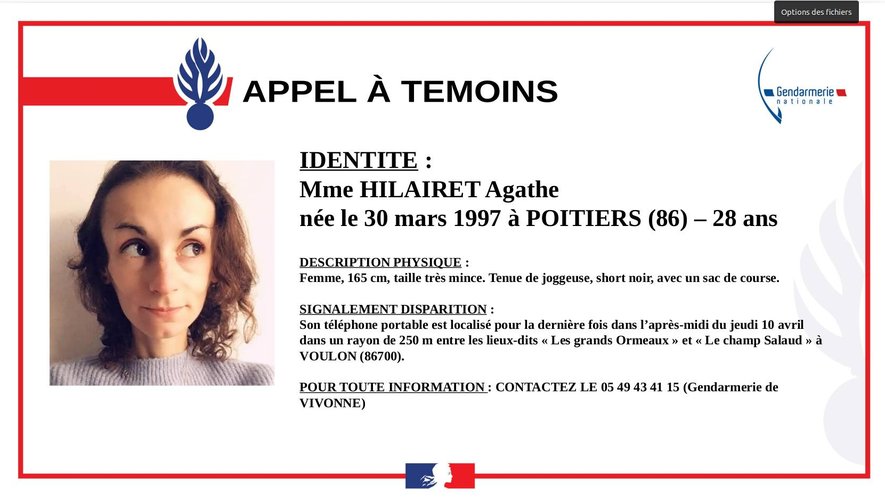 Disparition inquiétante d’Agathe Hilairet dans la Vienne : les recherches s’intensifient
