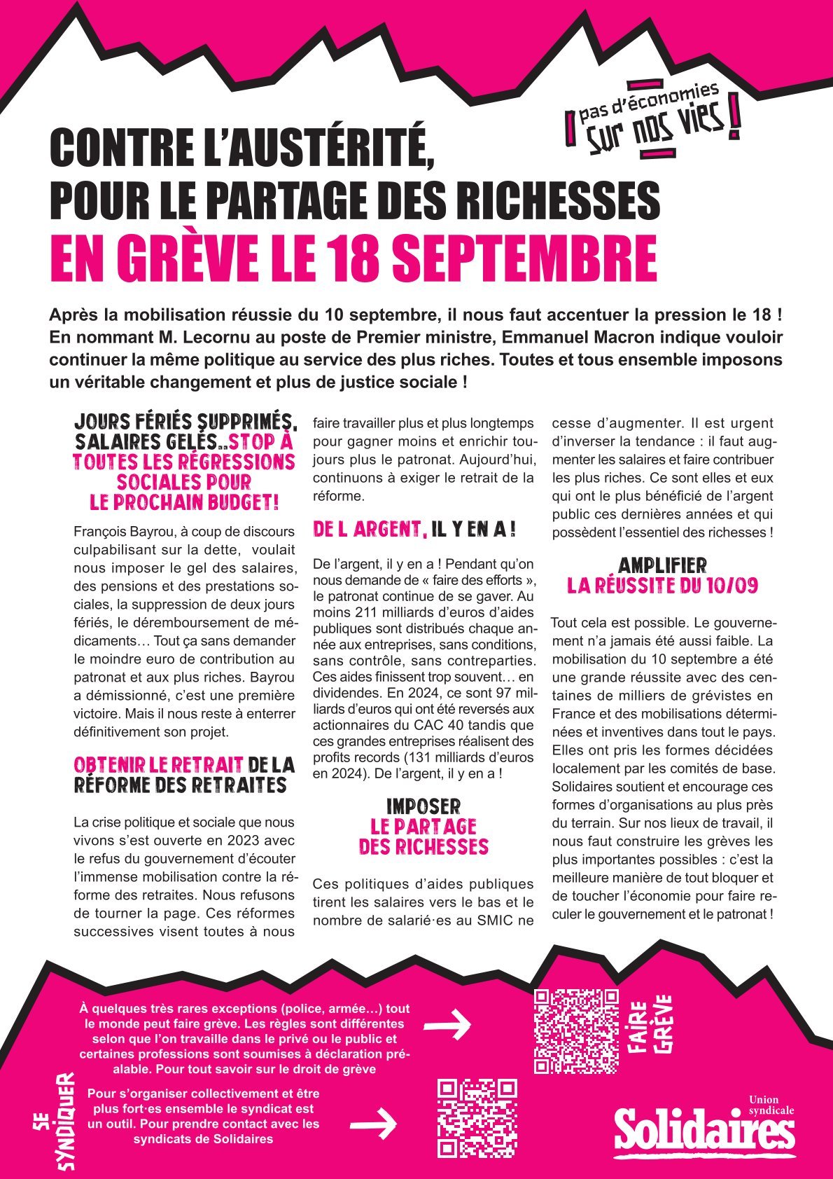 Grève nationale : Les syndicats dénoncent l’austérité et exigent des réformes radicales